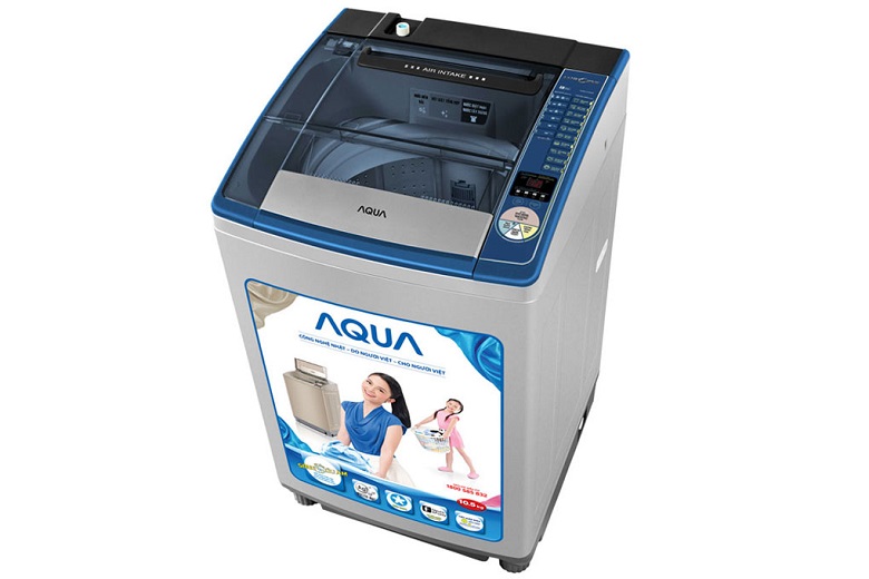 Máy giặt Aqua AQW-U105ZT - Thiết kế vuông, vững chắc, nắp đậy trong suốt