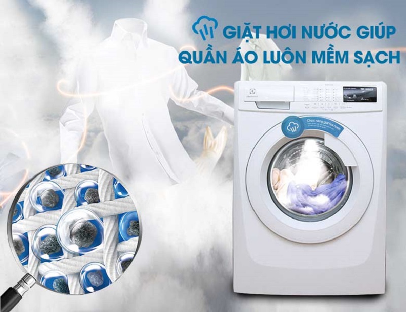 Với chức năng giặt hơi nước, máy giặt Electrolux EWF10843 sẽ giúp áo quần được mềm mại