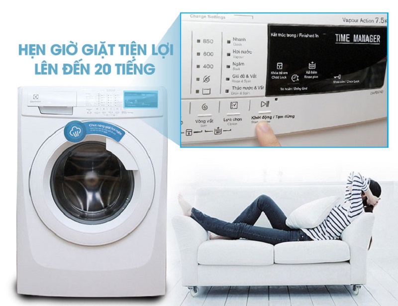 Máy giặt Electrolux EWF85743 có khả năng hẹn giờ