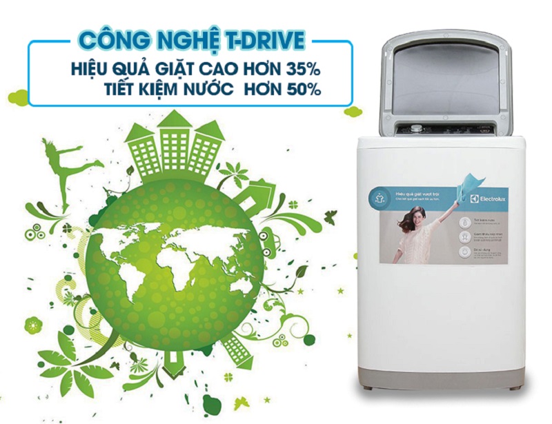 Với công nghệ T- drive độc đáo, máy giặt Electrolux EWT8541 sẽ giặt sạch quần áo mà không để lại vết xà phòng