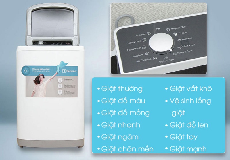 Với nhiều chương trình giặt, người dùng sẽ dễ dàng tùy chỉnh chế độ của máy giặt Electrolux EWT8541