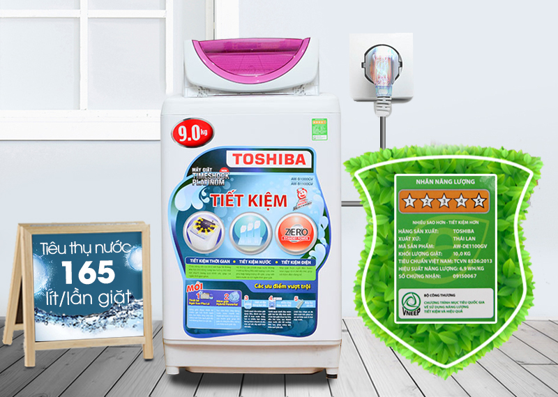 áy giặt Toshiba AW-B1000GV có khả năng tiết kiệm điện và nước
