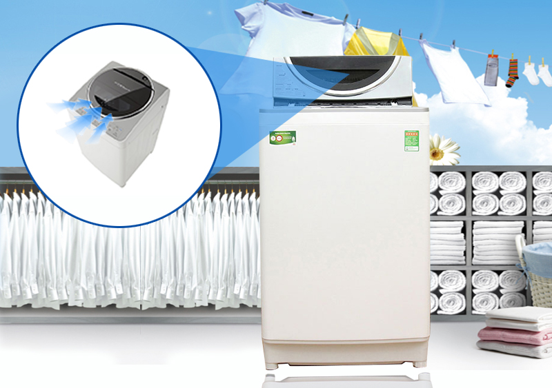Cùng với hệ thống khe hút khí vòng cung, máy giặt Toshiba AW-DE1100GV(WS) sẽ có khả năng vắt cực khô
