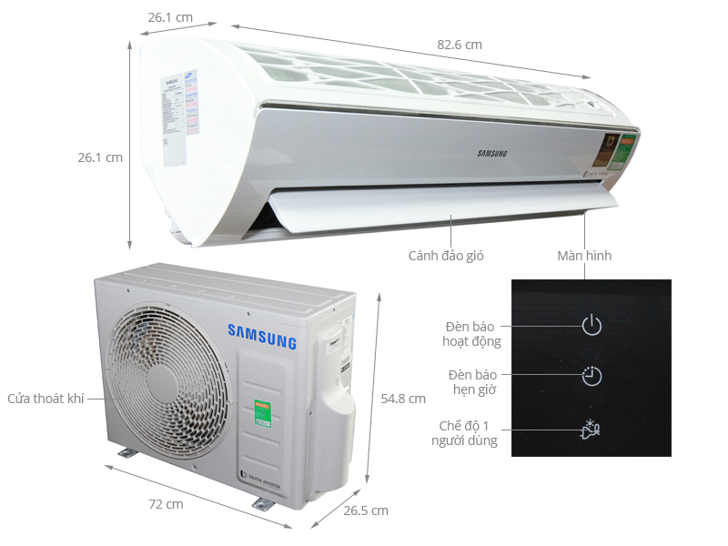 Thông số kỹ thuật Máy lạnh Samsung Inverter 1 HP AR10KVFSBWKNSV