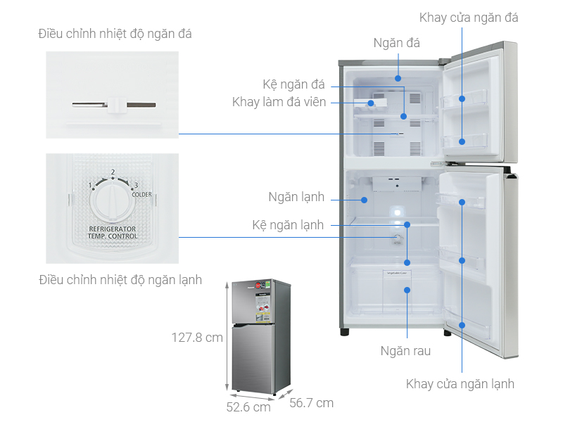 Thông số kỹ thuật Tủ lạnh Panasonic Inverter 167 lít NR-BA189PPVN