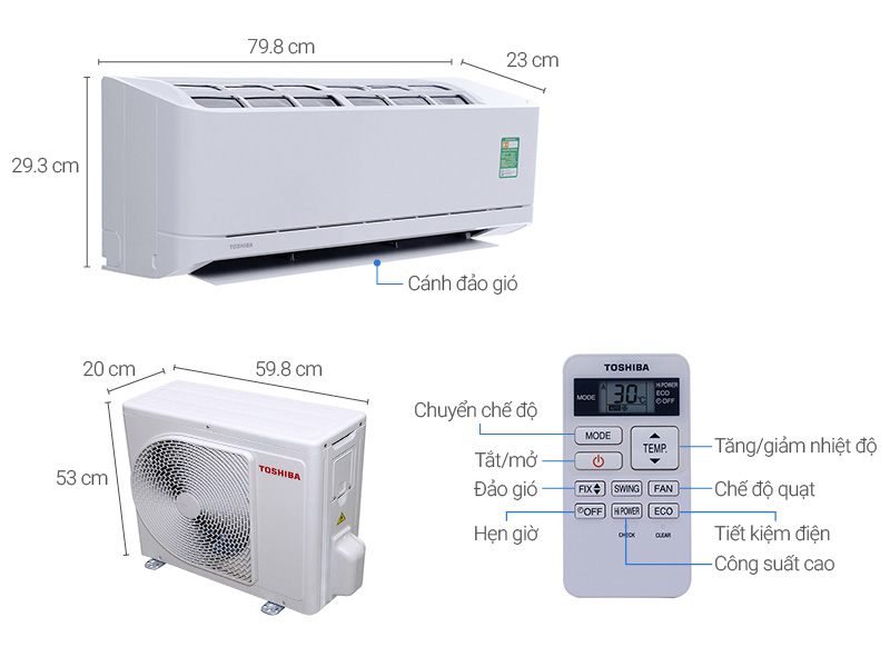Thông số kỹ thuật Máy lạnh Toshiba 1.0 HP RAS-H10QKSG-V