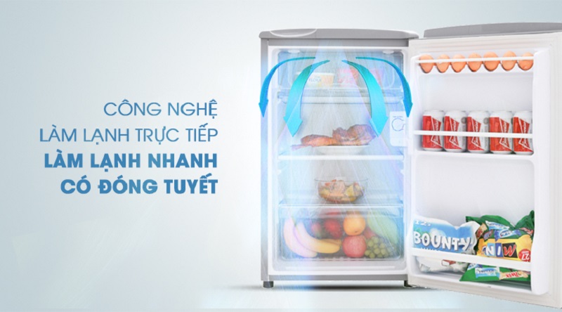 Làm lạnh nhanh với công nghệ làm lạnh trực tiếp - Tủ lạnh Aqua 90 lít AQR-95ER (SS)