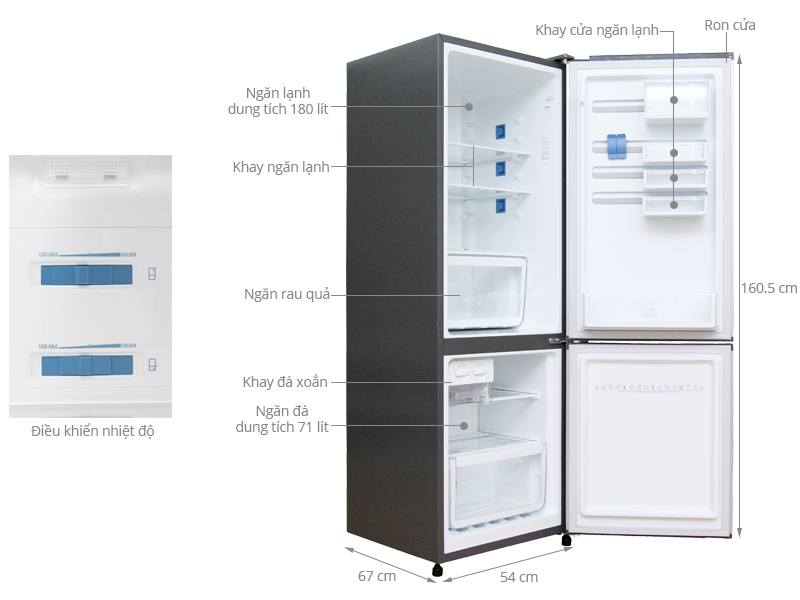 Thông số kỹ thuật Tủ lạnh Electrolux 252 lít EBB2600PA