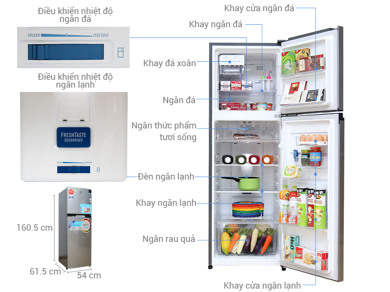 Thông số kỹ thuật Tủ lạnh Electrolux Inverter 254 lít ETB2600MG