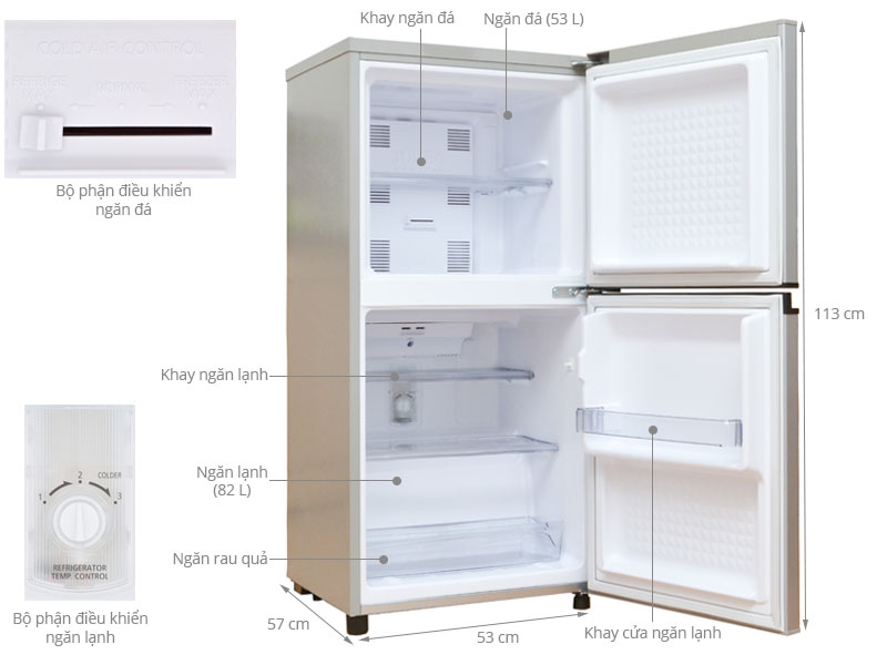 Thông số kỹ thuật Tủ lạnh Panasonic 135 lít NR-BJ151SSV1