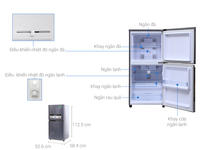 Thông số kỹ thuật Tủ lạnh Panasonic 135 lít NR-BJ158SSV1