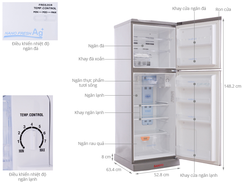 Thông số kỹ thuật Tủ lạnh Sanyo 207 lít SR-P21MN