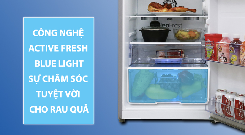 Giữ rau quả tươi ngon với Active Fresh Blue Light - Tủ lạnh Beko Inverter 200 lít RDNT200I50VS