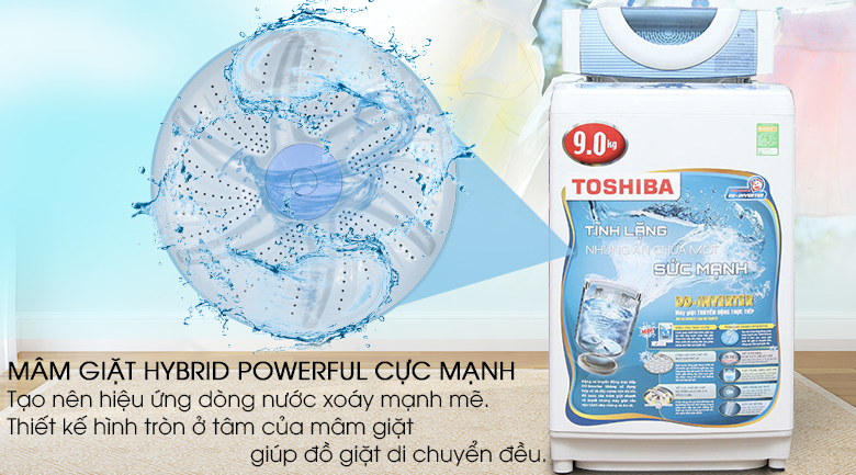 Mâm giặt Hybrid powerful - Máy giặt Toshiba Inverter 9kg AW-DC1005CV