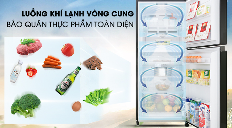 Tủ lạnh Toshiba Inverter 180 lít GR-B22VU UKG - Bảo quản lạnh thực phẩm toàn diện nhờ hệ thống khí lạnh vòng cung